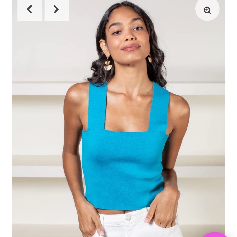 525 Wide Strap Square Neck Tank - S - Bluetiful
